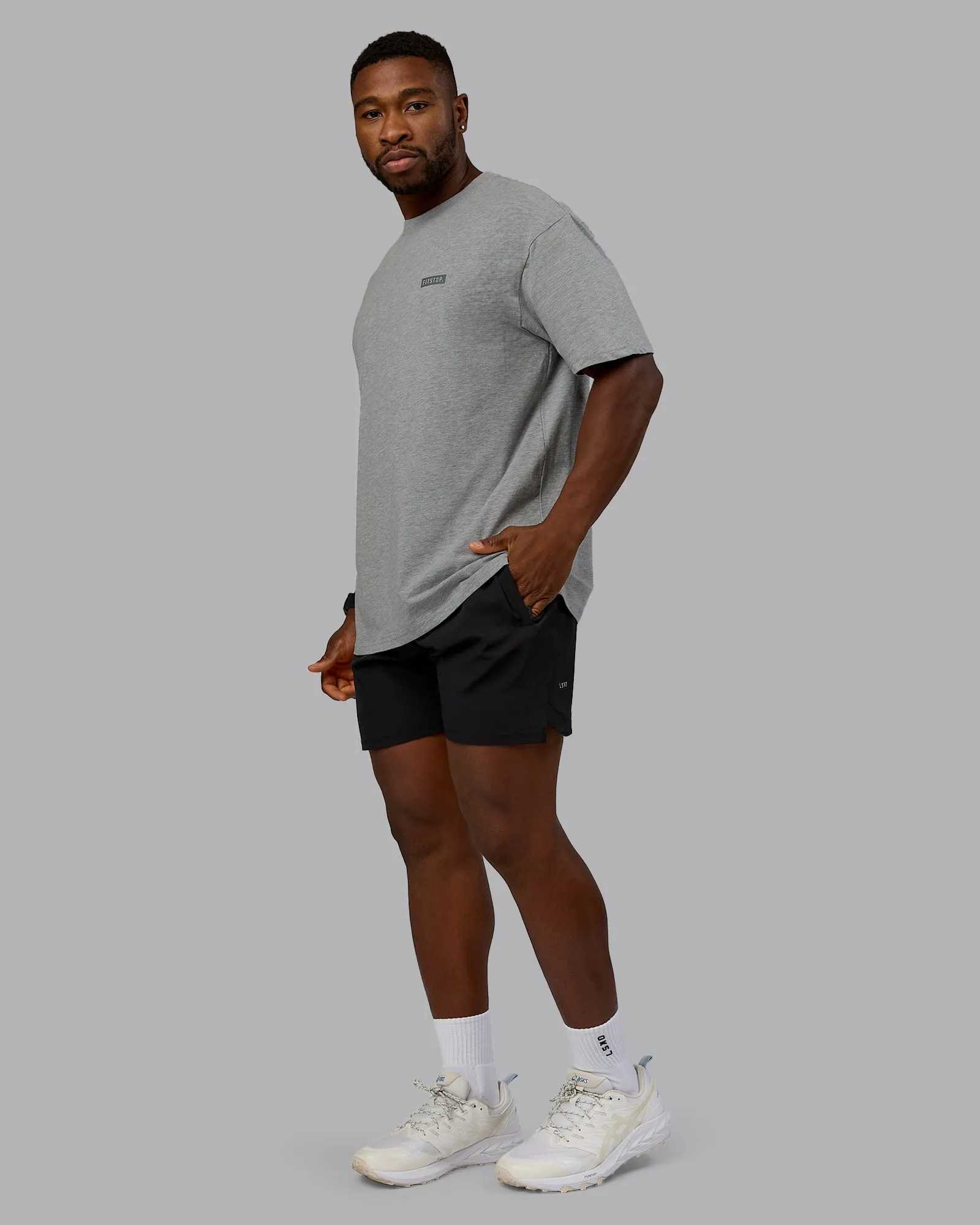 Fitstop Embrace the Sweat FLXCotton Oversized Tee - Light Grey Marl - Cool Grey