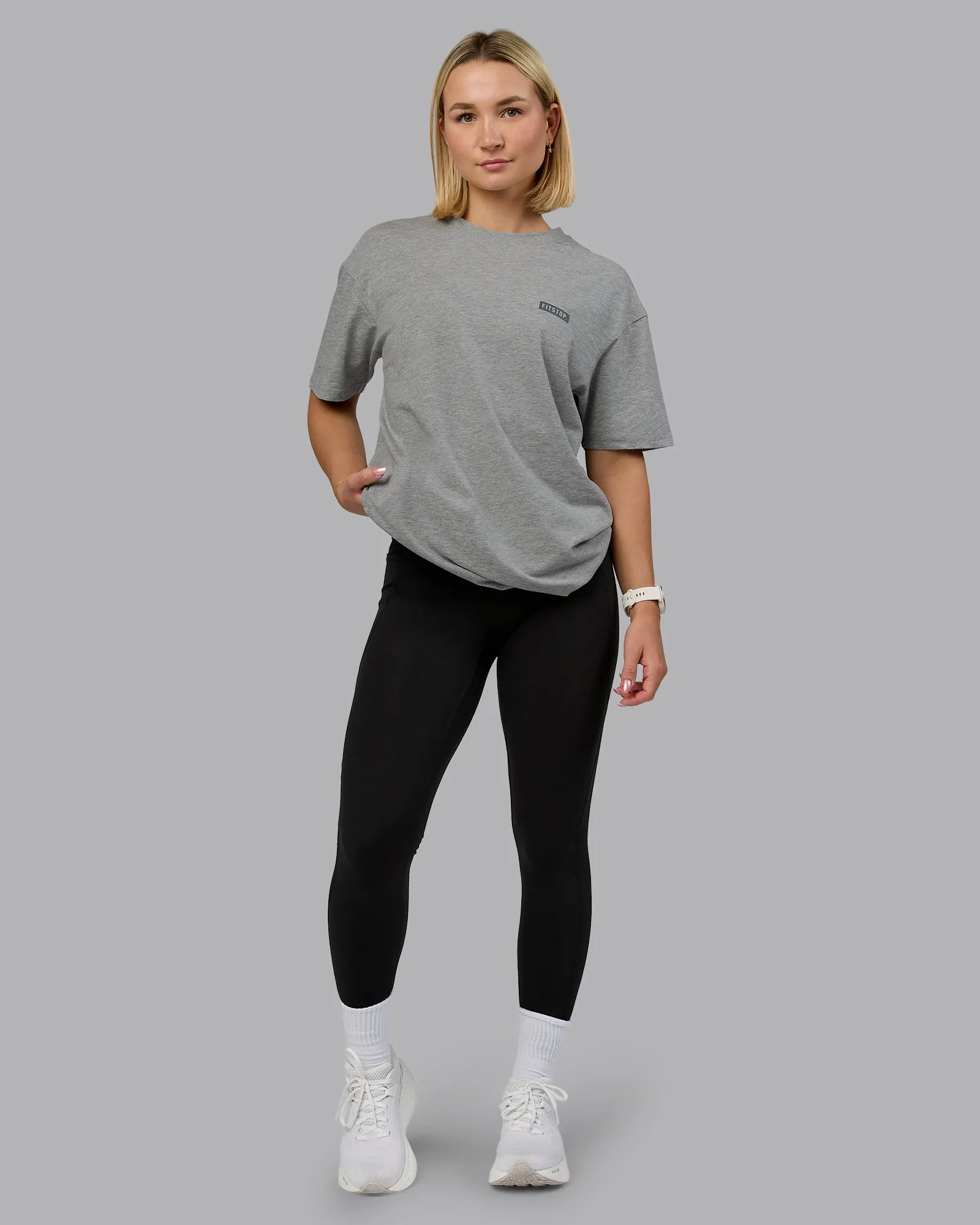 Fitstop Embrace the Sweat FLXCotton Oversized Tee - Light Grey Marl - Cool Grey