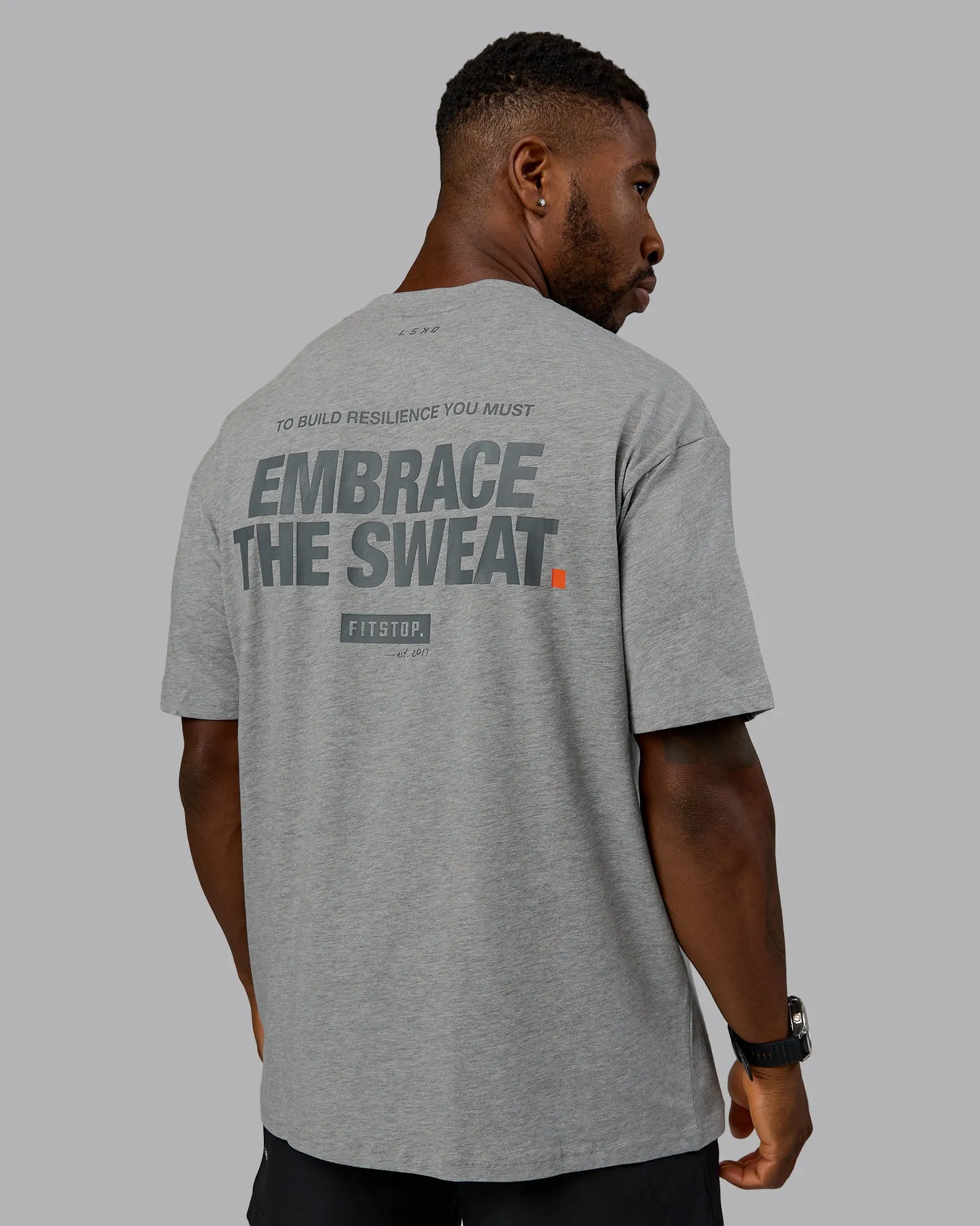 Fitstop Embrace the Sweat FLXCotton Oversized Tee - Light Grey Marl - Cool Grey
