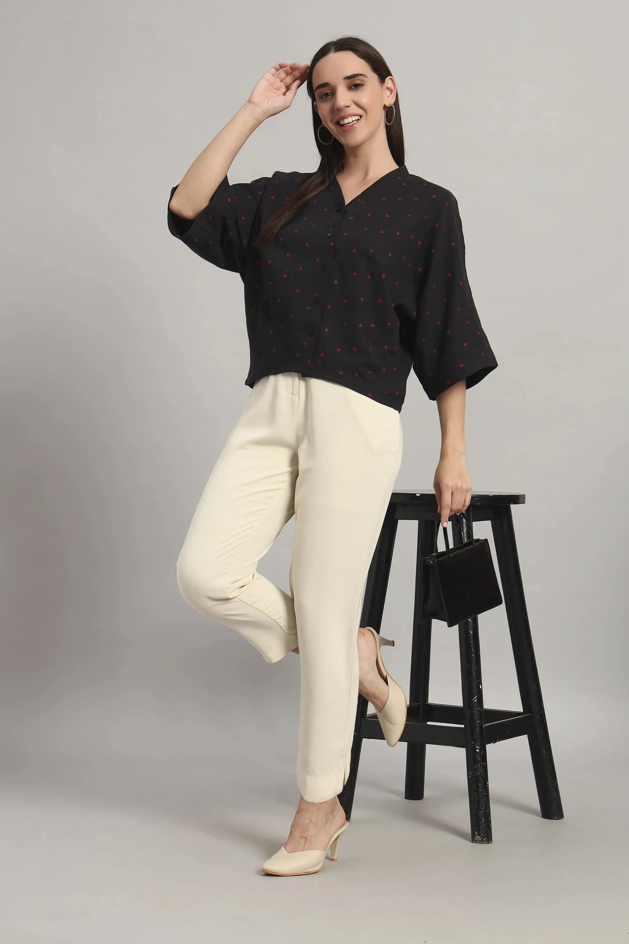 Flare Affair, V-Neck Shirt Style Top