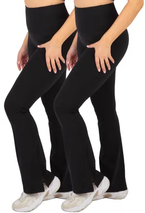 Flare Pants | High Waisted & Pet Hair Resistant - 2 Pack