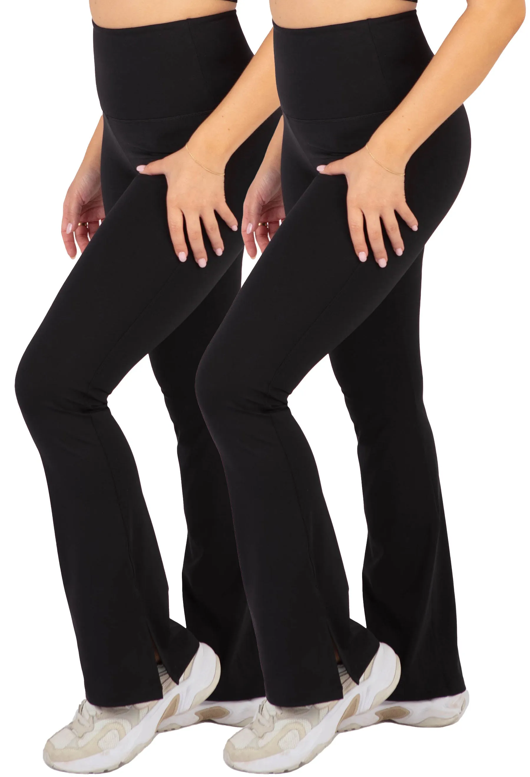 Flare Pants | High Waisted & Pet Hair Resistant - 2 Pack