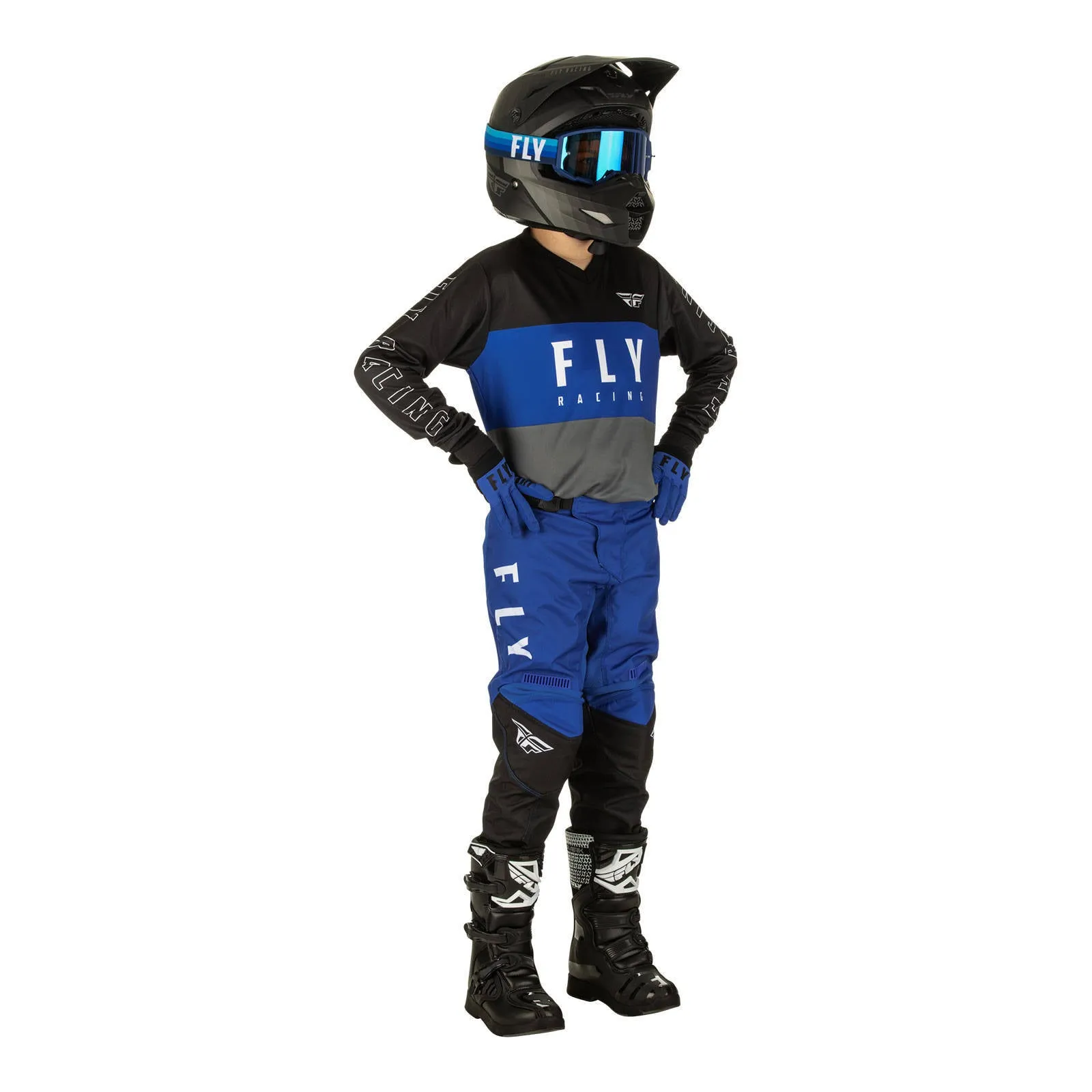 Fly Racing 2022 F-16 Youth Pant - Blue / Grey / Black