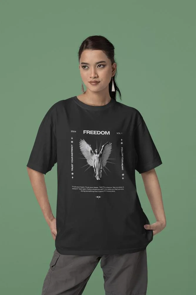Freedom - Unisex Oversized Cotton Graphic Printed T-Shirt