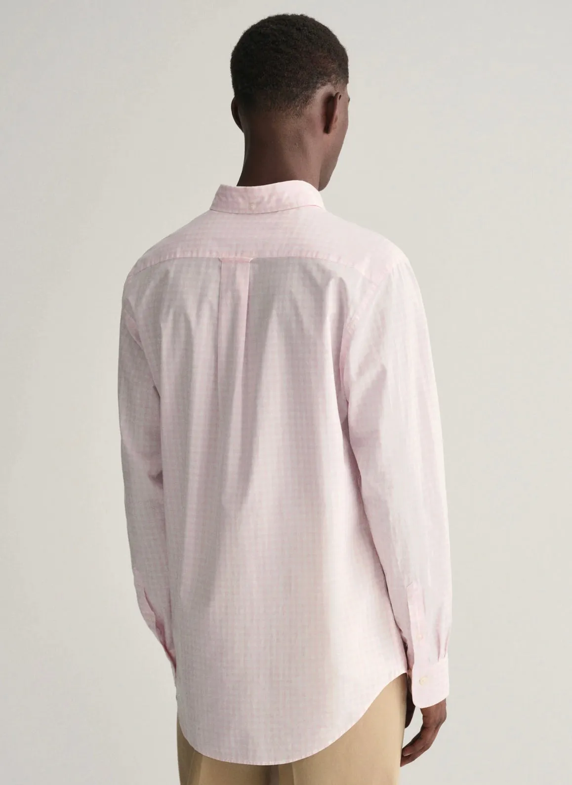 GANT Mens Shirt Regular Fit Gingham Broadcloth Light Pink