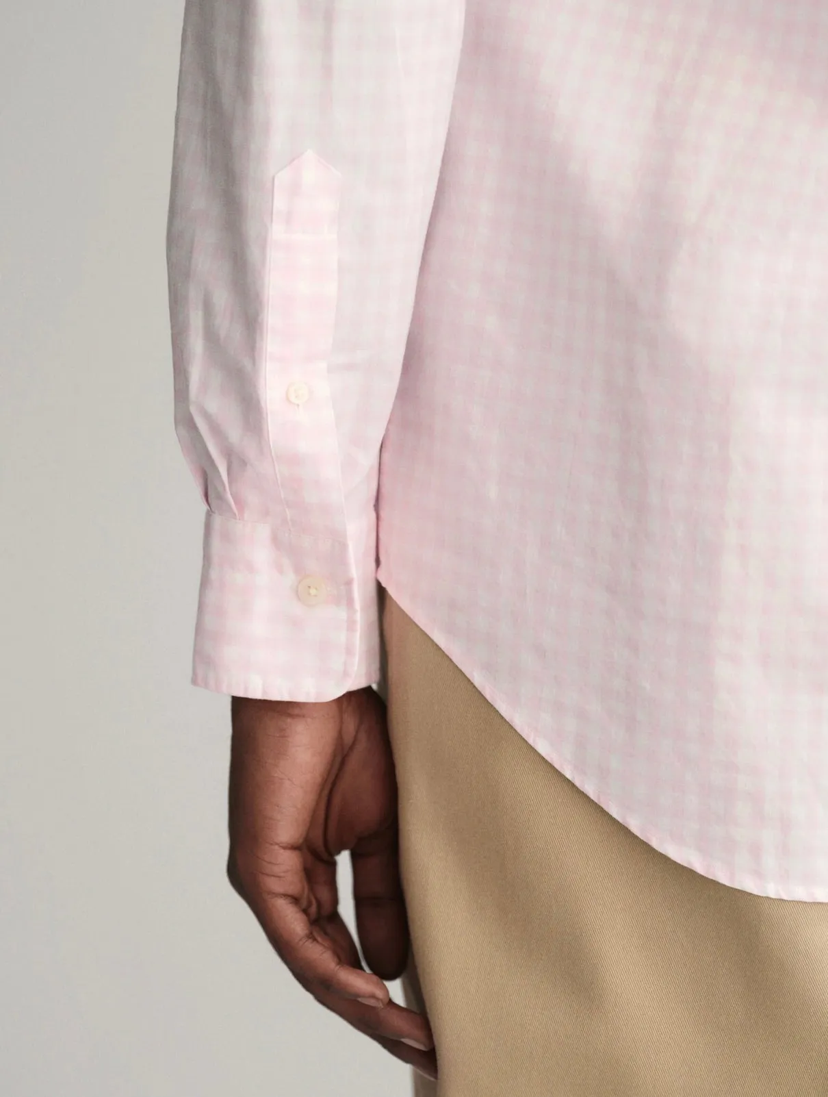 GANT Mens Shirt Regular Fit Gingham Broadcloth Light Pink