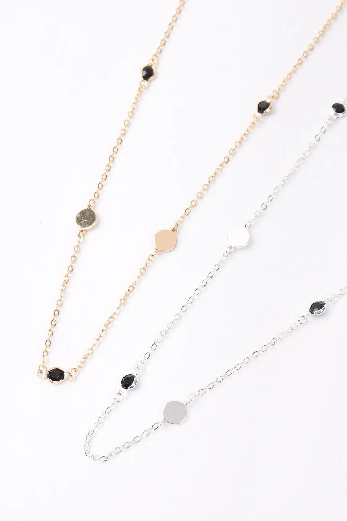 GLASS STONE ROUND STATION NECKLACE