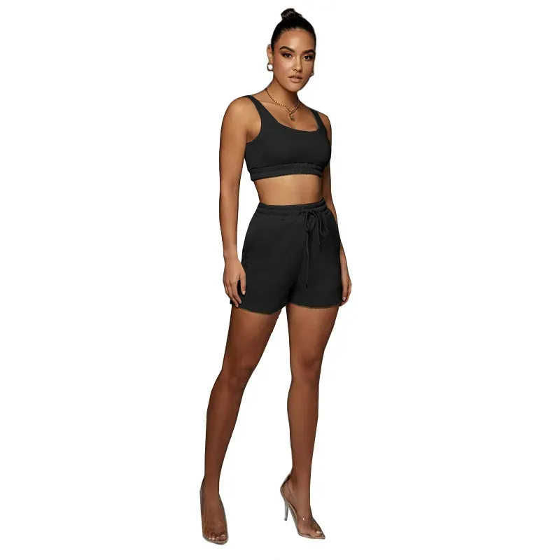 Glow Scoop Neck Crop Top & Drawstring Shorts Set