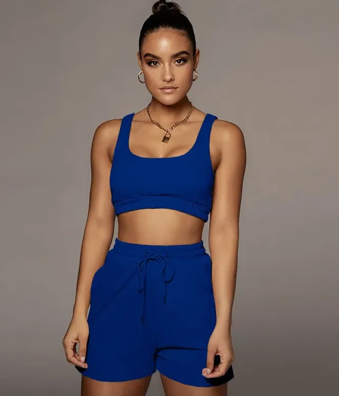 Glow Scoop Neck Crop Top & Drawstring Shorts Set