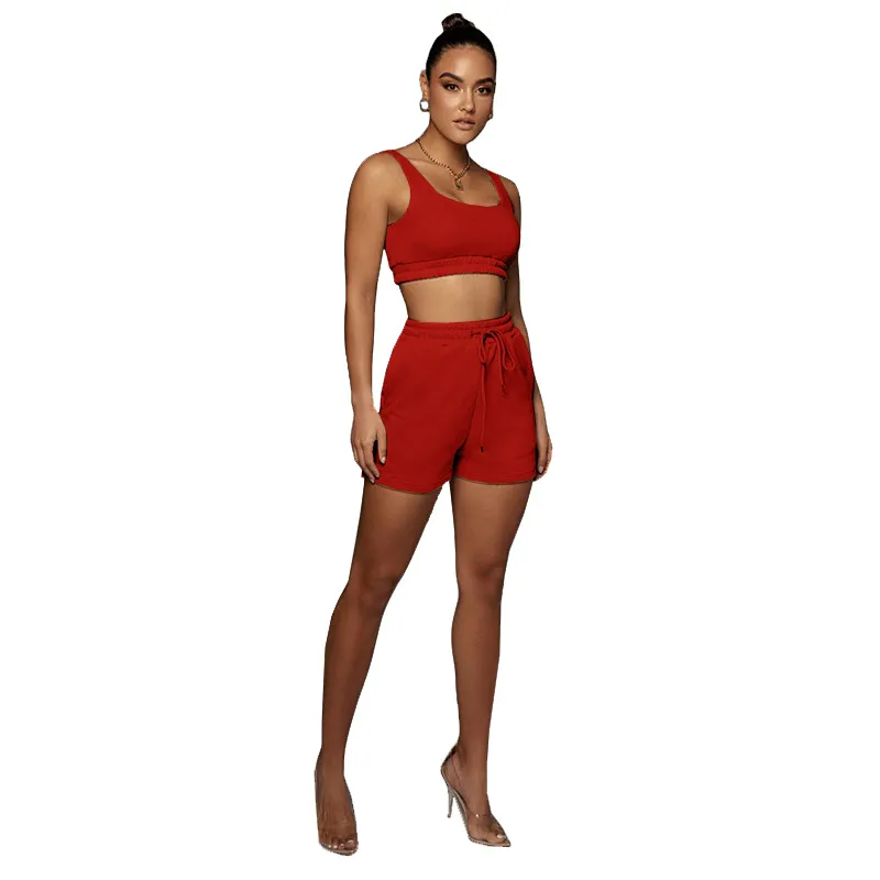 Glow Scoop Neck Crop Top & Drawstring Shorts Set