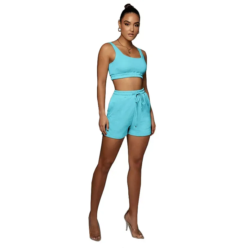 Glow Scoop Neck Crop Top & Drawstring Shorts Set