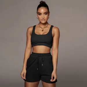 Glow Scoop Neck Crop Top & Drawstring Shorts Set