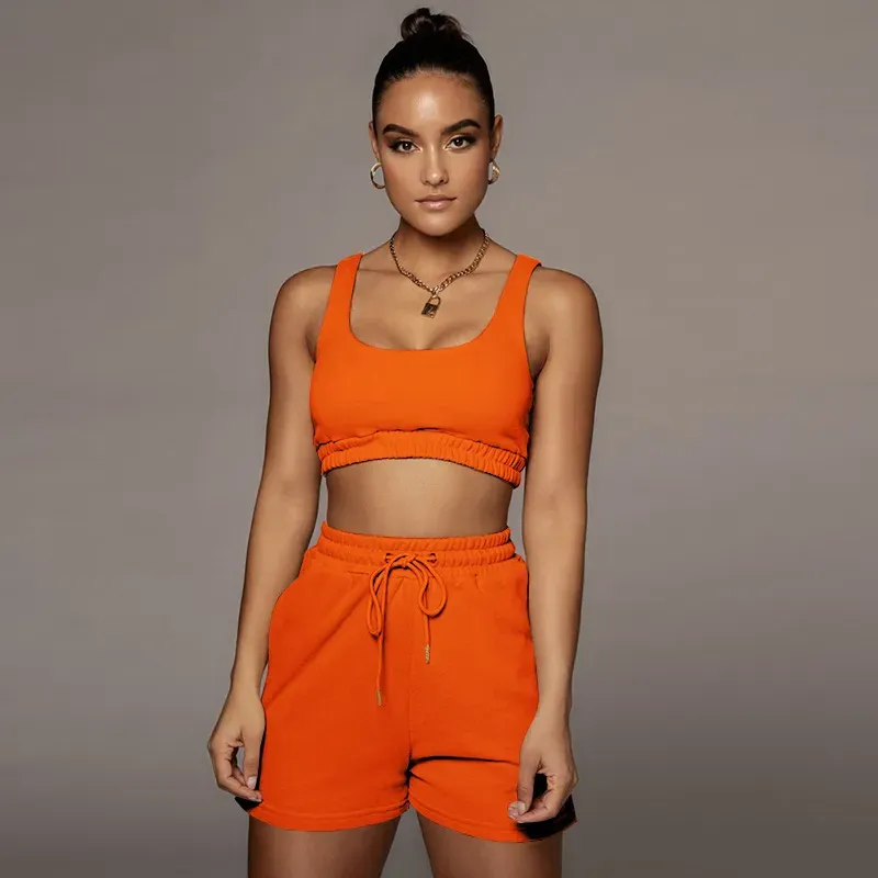 Glow Scoop Neck Crop Top & Drawstring Shorts Set