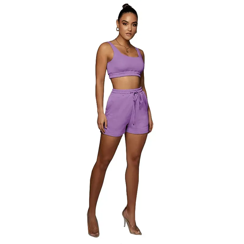 Glow Scoop Neck Crop Top & Drawstring Shorts Set