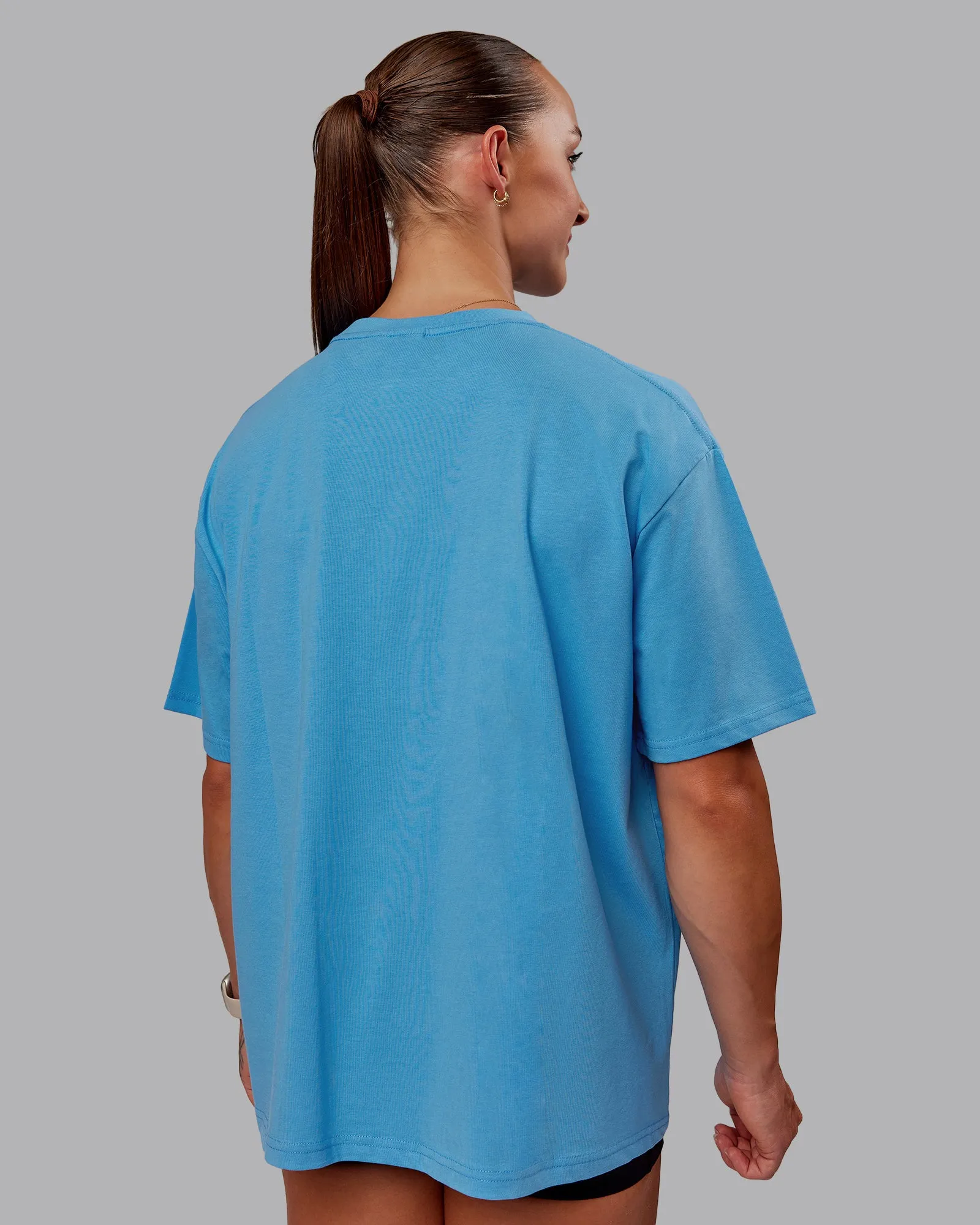 Go-To FLXCotton Oversized Tee - Azure Blue-White