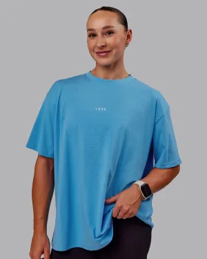 Go-To FLXCotton Oversized Tee - Azure Blue-White