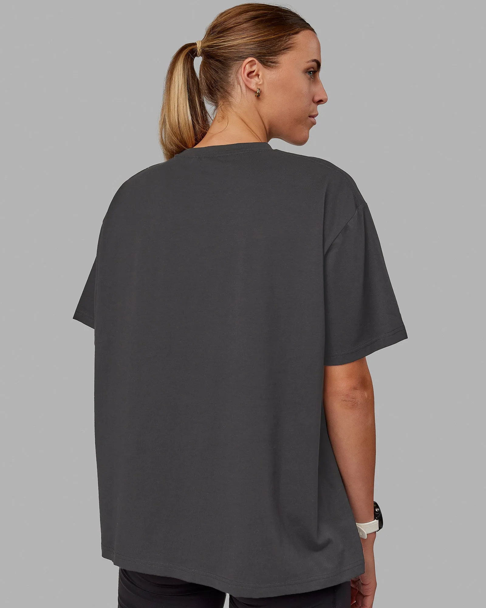 Go-To FLXCotton Oversized Tee - Dark Storm-White