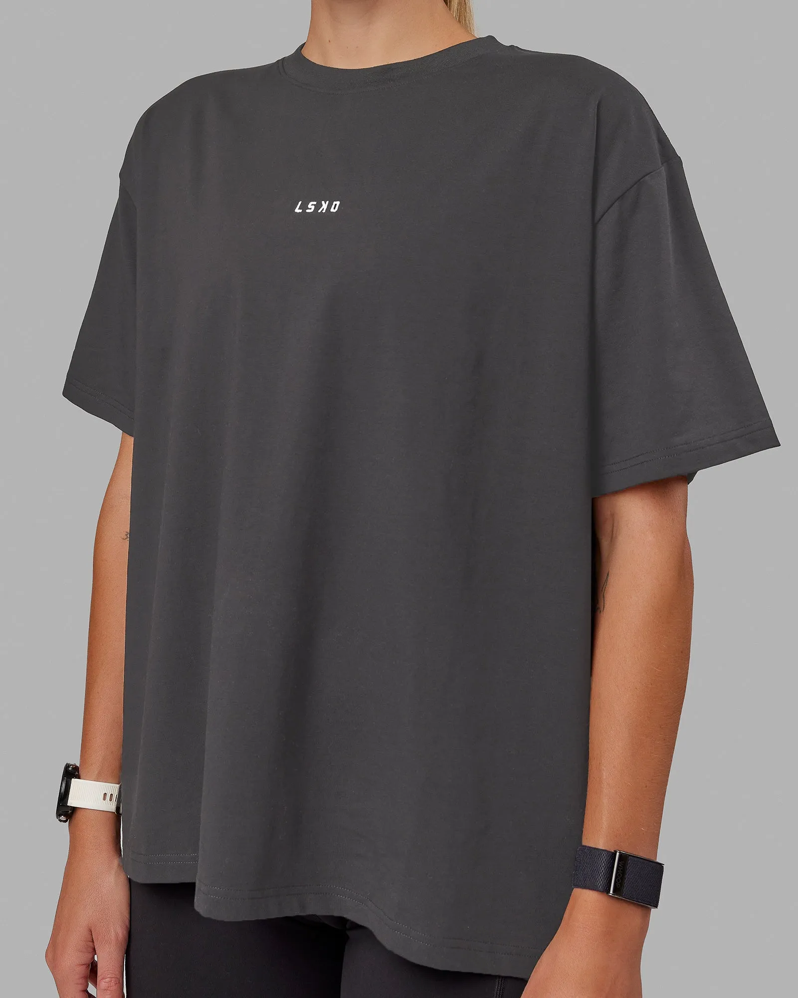 Go-To FLXCotton Oversized Tee - Dark Storm-White