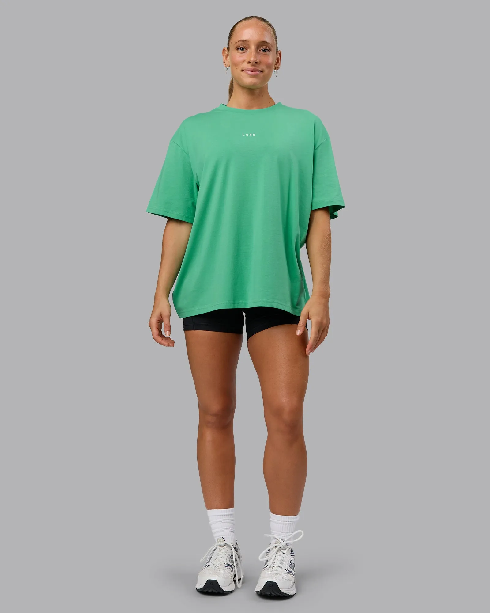 Go-To FLXCotton Oversized Tee - Mystic Green-White