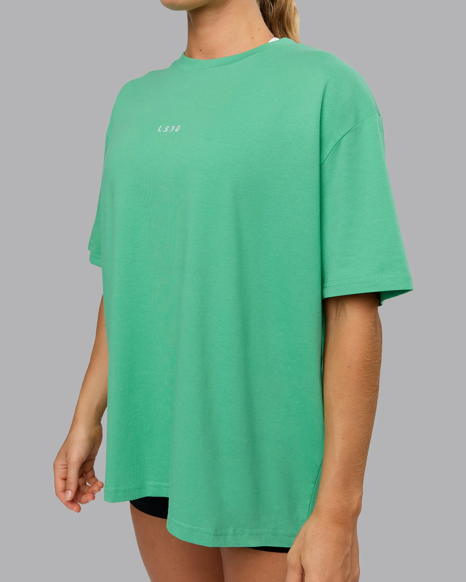 Go-To FLXCotton Oversized Tee - Mystic Green-White