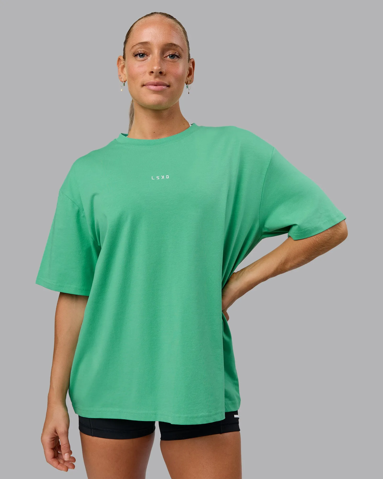 Go-To FLXCotton Oversized Tee - Mystic Green-White