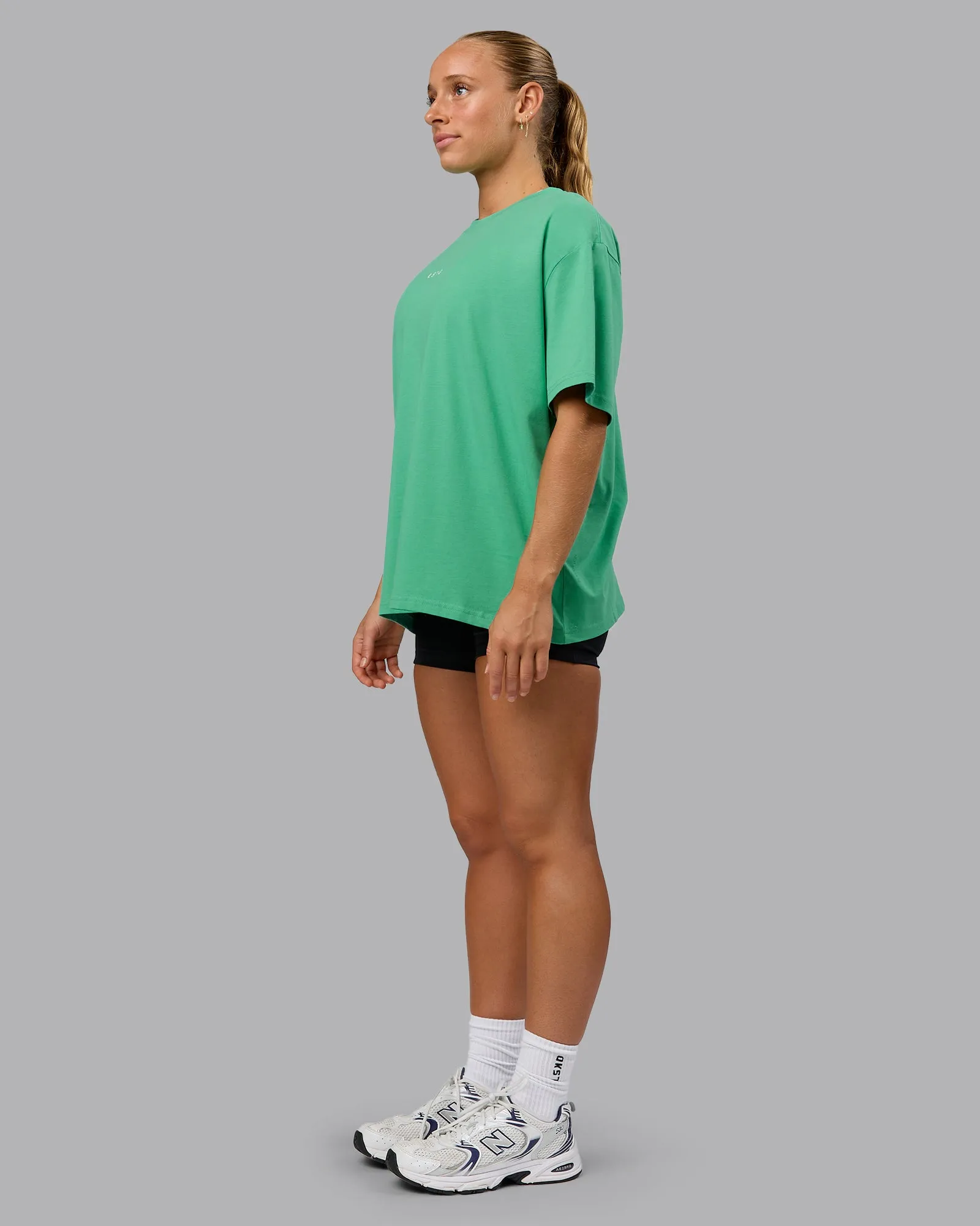 Go-To FLXCotton Oversized Tee - Mystic Green-White