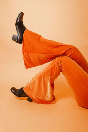 Goldenrod Velvet High Waisted Flare Pants