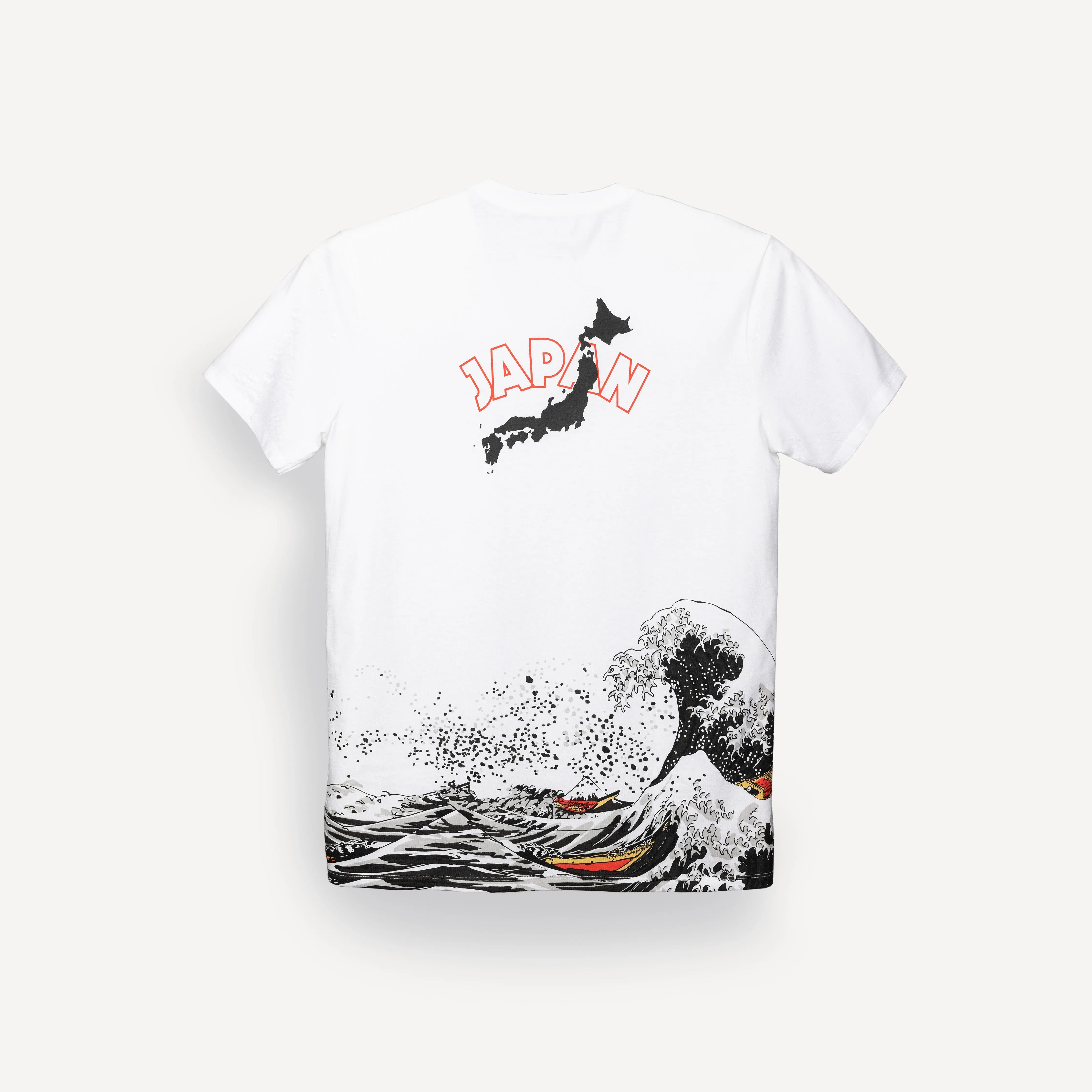 Graphic Wrap Around Crewneck Tee - White / Kanji Strong Wave