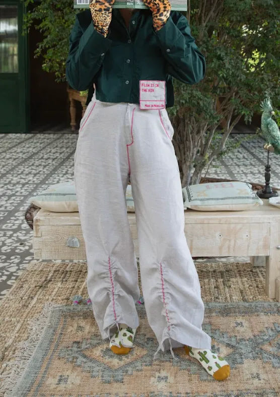 Gray Flow Is In The Air Linen Pants