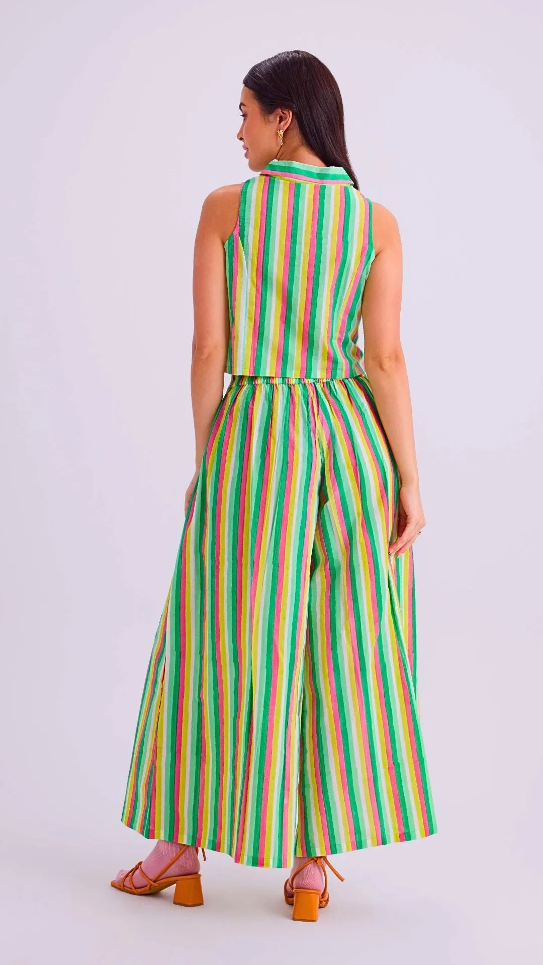 Greta Crop Top & Margot Pants, Sherbet Lime