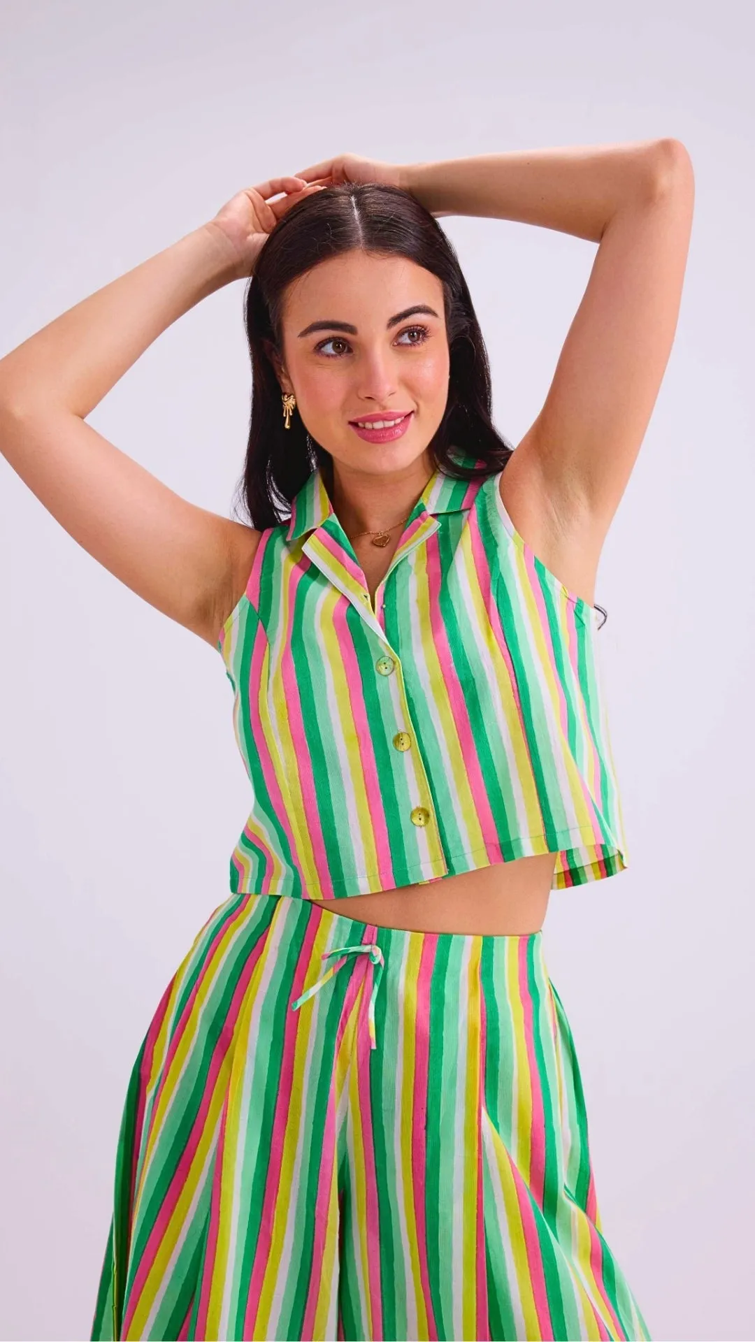 Greta Crop Top & Margot Pants, Sherbet Lime