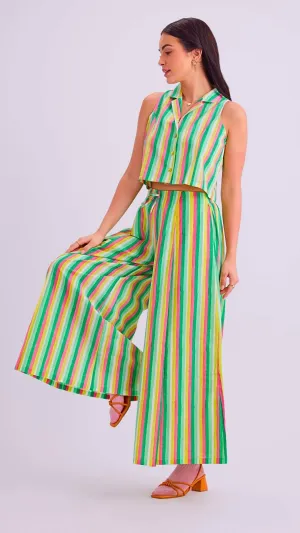 Greta Crop Top & Margot Pants, Sherbet Lime