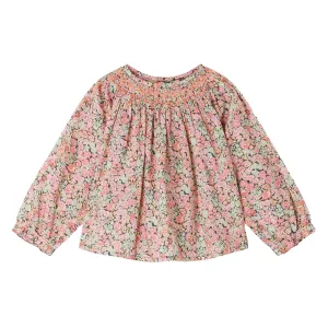Griotte Coral Floral Smocked Blouse