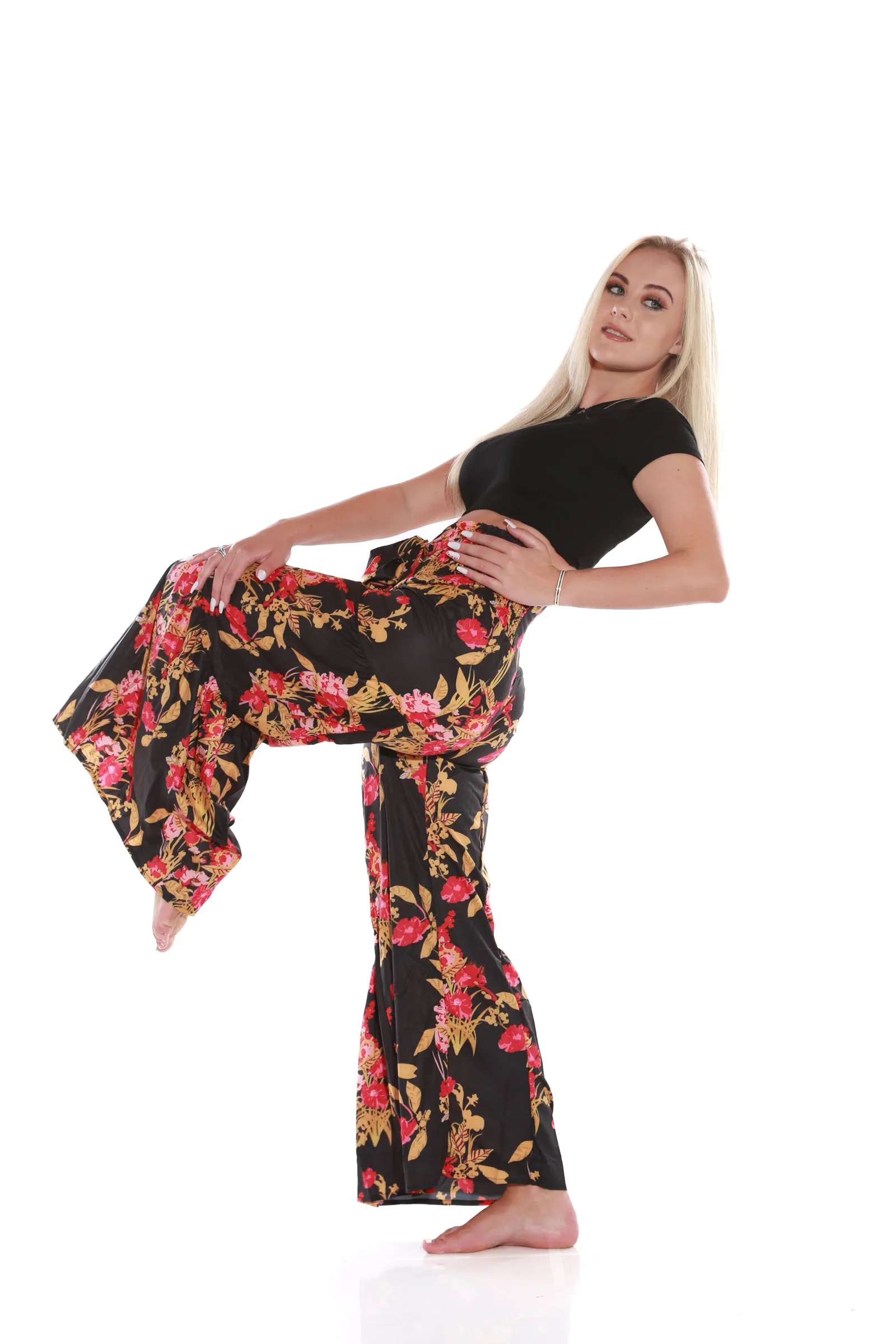 Happy Pants -tie wrap palazzo pants -Mahogany