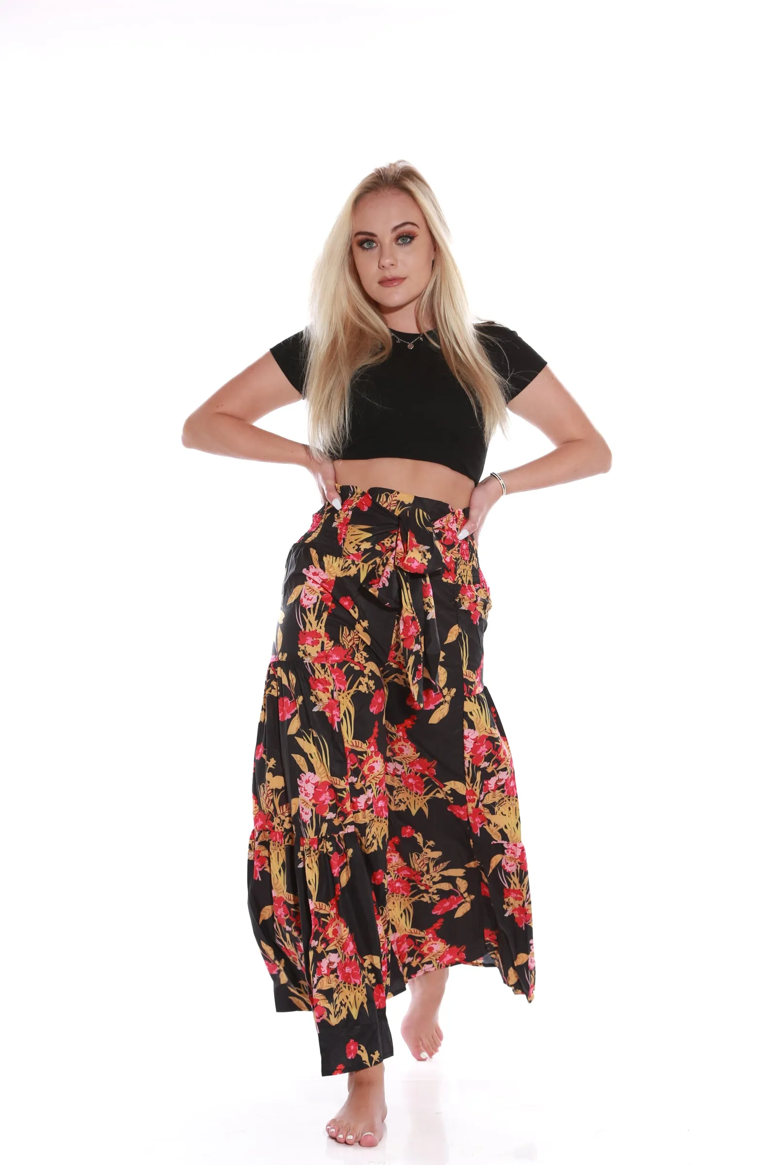 Happy Pants -tie wrap palazzo pants -Mahogany