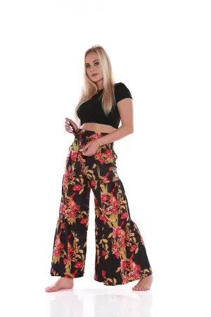 Happy Pants -tie wrap palazzo pants -Mahogany
