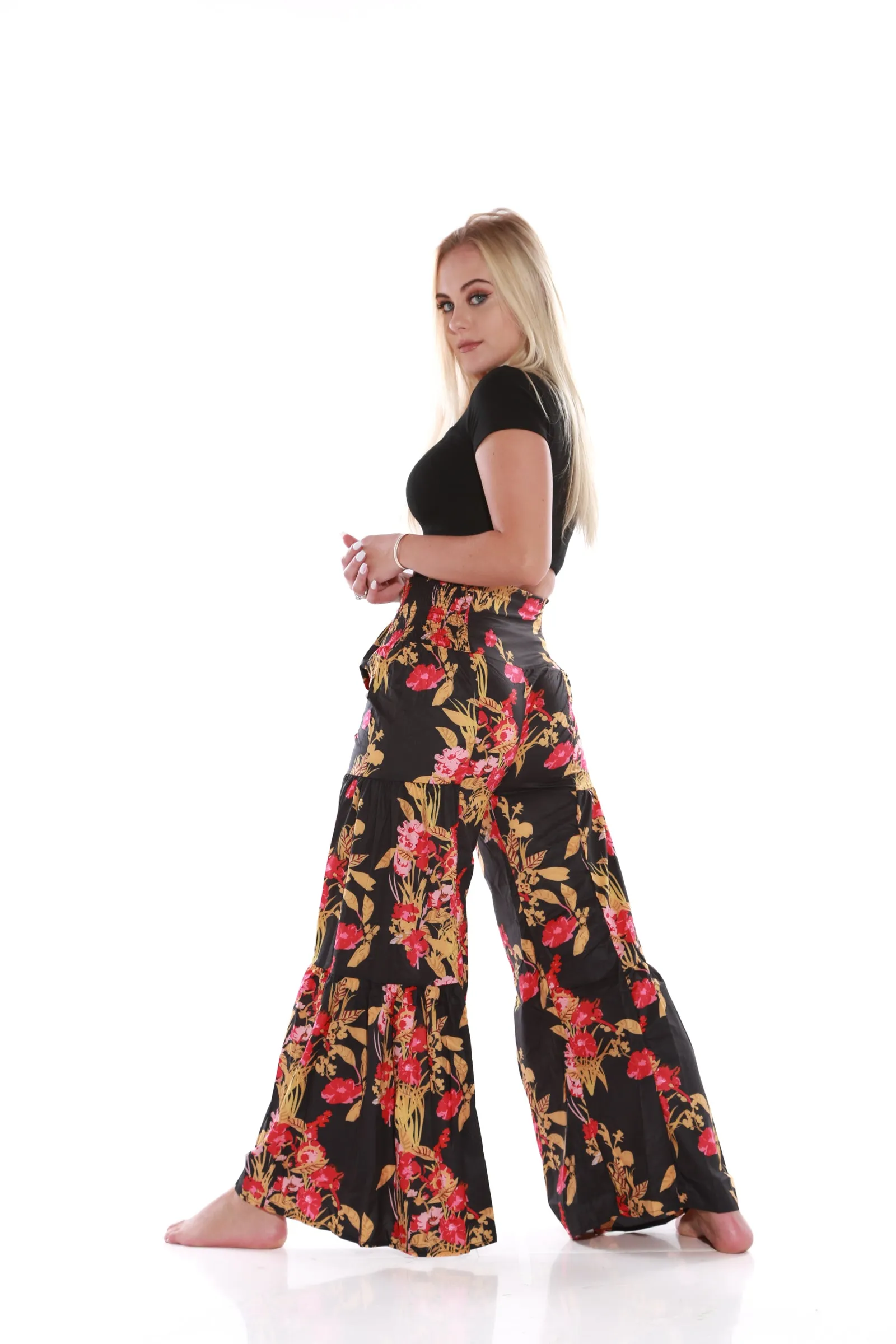 Happy Pants -tie wrap palazzo pants -Mahogany