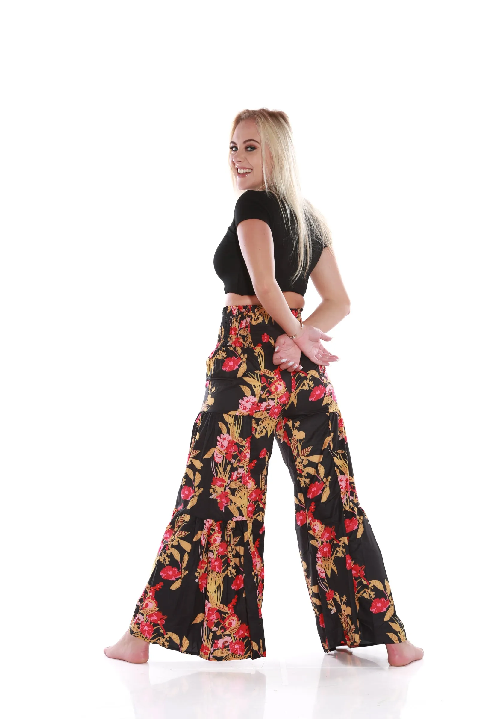 Happy Pants -tie wrap palazzo pants -Mahogany