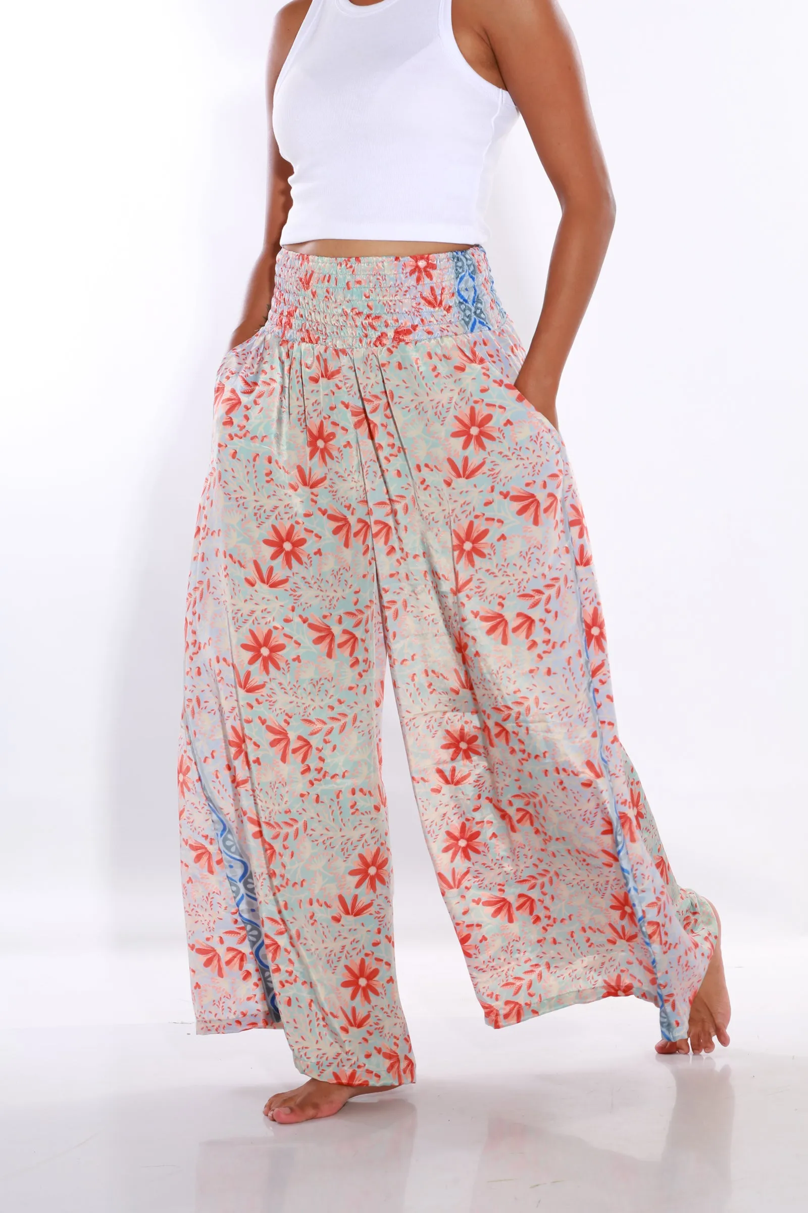 Happy Pants wide leg Boho palazzo pants -  cherry blossom