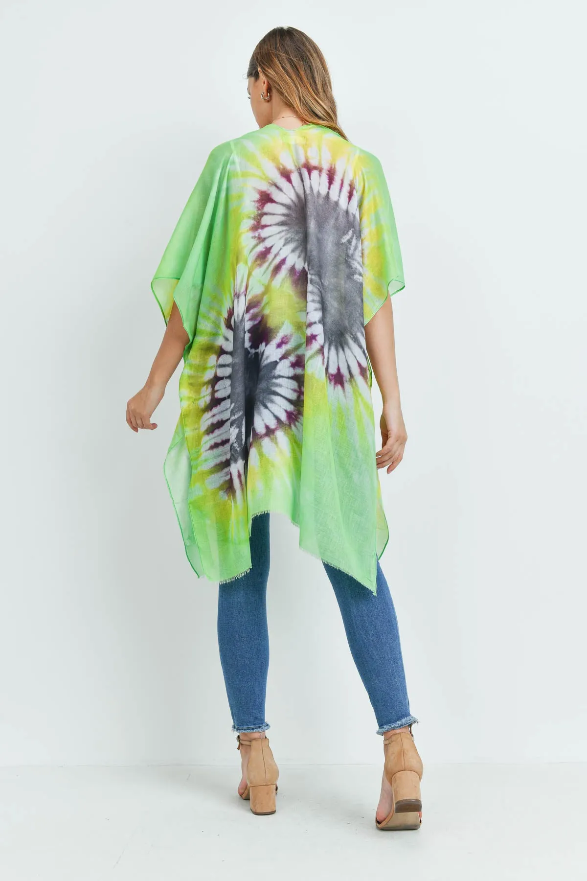 HDF3370 - TIE DYE OPEN FRONT KIMONO