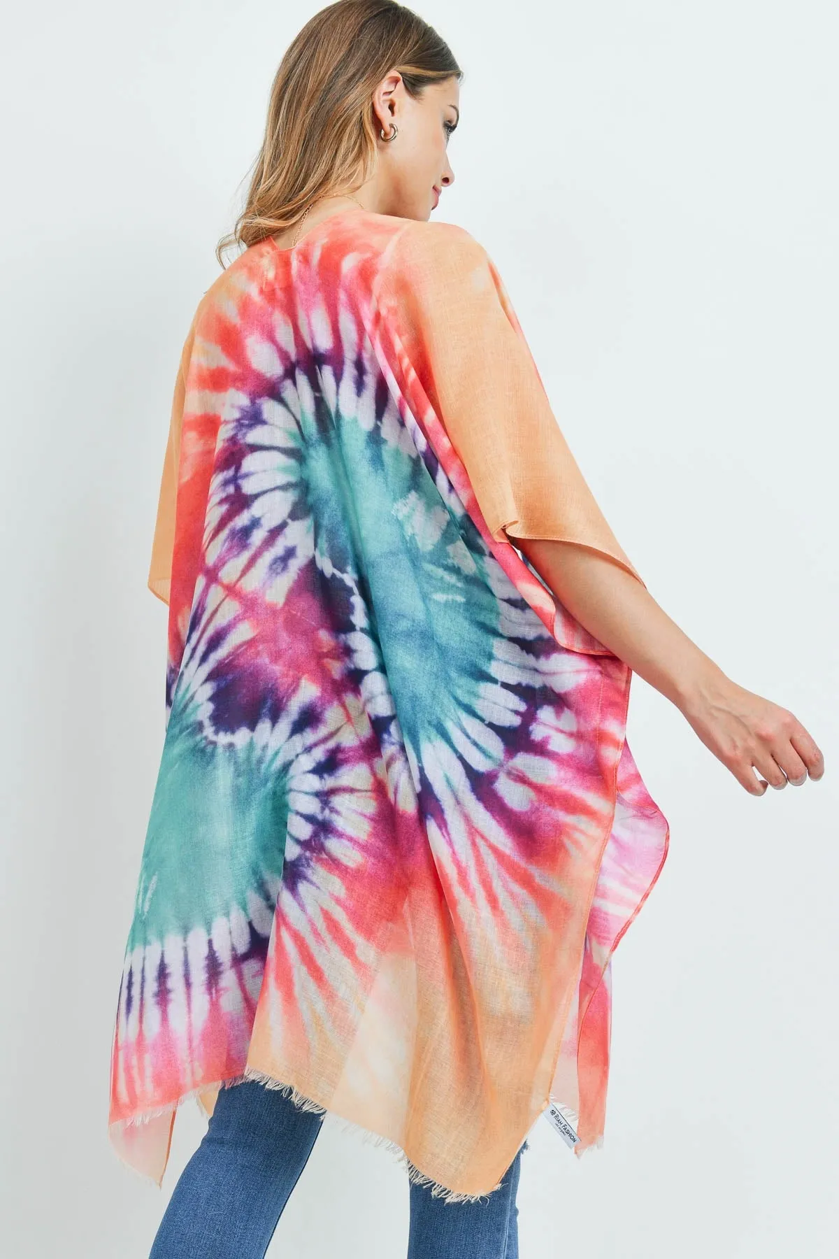 HDF3370 - TIE DYE OPEN FRONT KIMONO