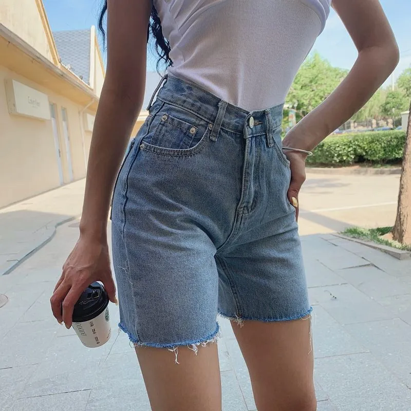 High Waist Five-point Simple Retro Slim Riding Pants
