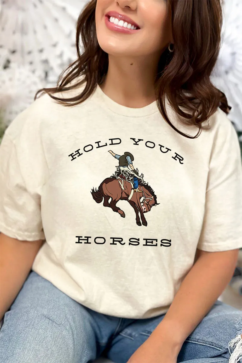 Hold Your Horses Combed Cotton T-Shirt