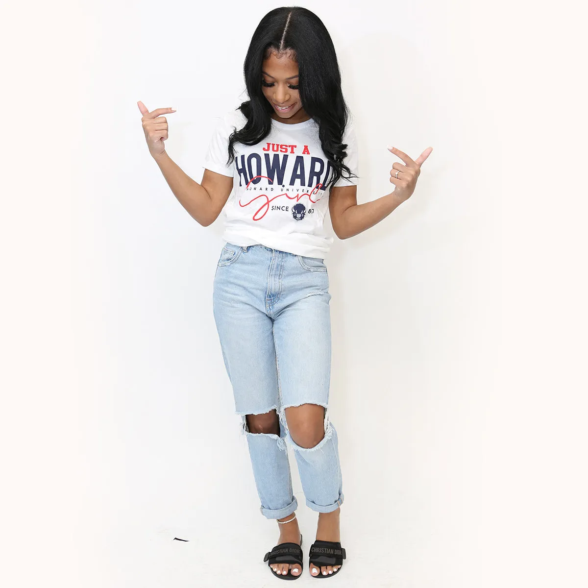 HOWARD | Just A Girl White Ladies Tees (DK)-KR