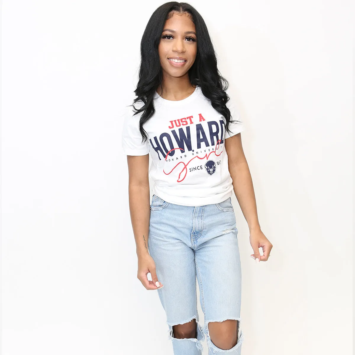 HOWARD | Just A Girl White Ladies Tees (DK)-KR