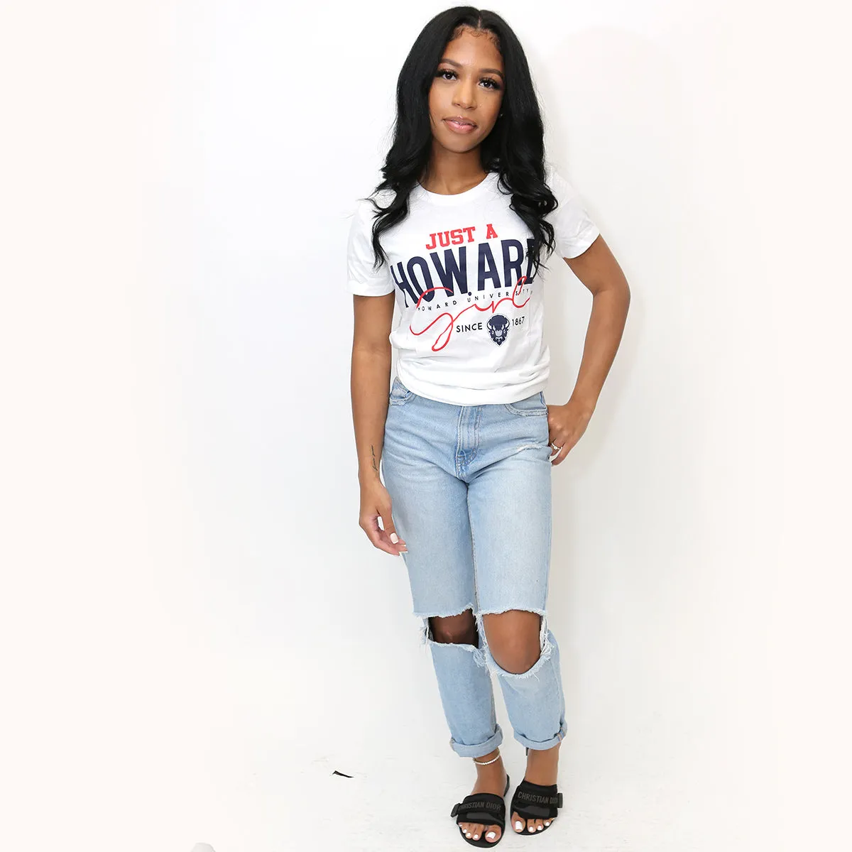 HOWARD | Just A Girl White Ladies Tees (DK)-KR