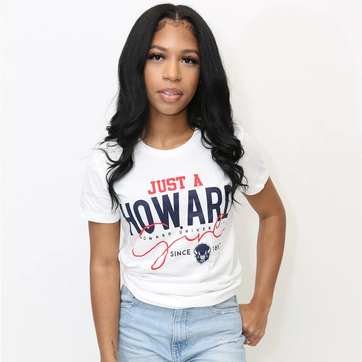 HOWARD | Just A Girl White Ladies Tees (DK)-KR