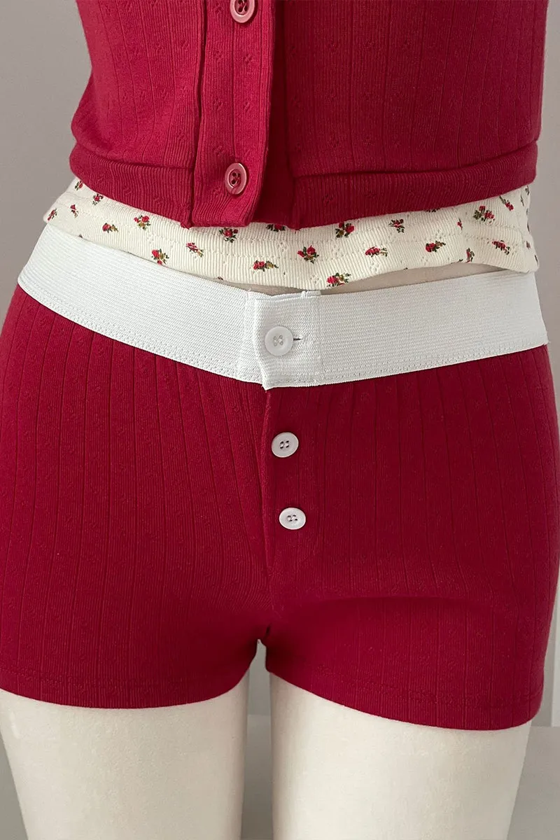 HPP10894 Rib-Knit Gartered Shorts