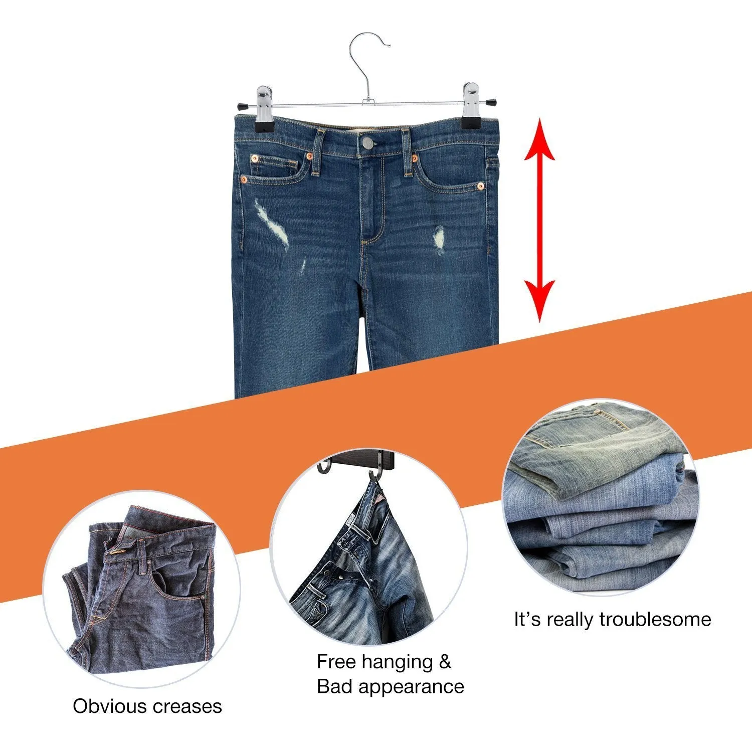 IEOKE Pant Hangers, Skirt Hangers with Clips Metal Trouser Clip Hangers for Heavy Duty Ultra Thin Space Saving (20pack)