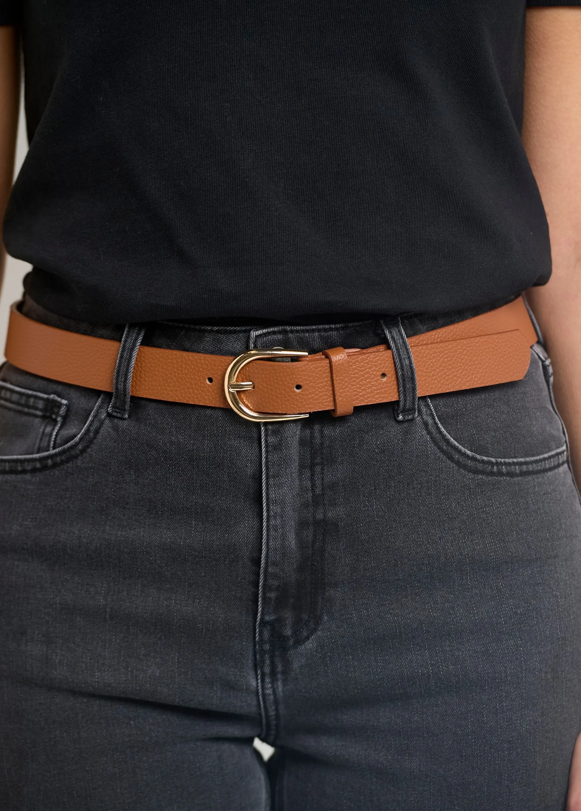 Imitation leather belt with metal buckle